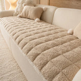 2025 Thick Plush Sofa Cover Cloth Creamy Style Anti Slip Sofa Cushion Solid Color Straight Row Simple Autumn and Winter Style