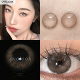 Qfdian  1 Pair Color Contact Lenses with Diopters Brown Lens Big Eyes Colored Makeup Natural Eye Lens Beautiful Gray Pupils Lens