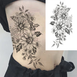 Qfdian  Realistic Fake Peony Temporary Tattoos For Women Girl Black Rose Elephant Flower Tattoo Sticker Tiger Anemone Tatoos Half Sleeve