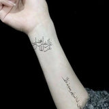 Qfdian  Waterproof Temporary Tattoo Sticker Black Arabic Letters Rome Clock Compass Geometry Pattern Fake Tatoo Flash Tatto Women Men