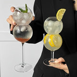 Qfdian  2pcs INS Round Ball Cocktail Glass Champagne Cocktail Glass Martini Glass High-Foot Suitable for Bars Wedding Banquets Parties