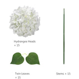 Qfdian Silk Hydrangea Flowers 54 Petals Artificial Hydrangeas with Stem for Flower Arrangement Table Decor Wedding Home Decoration