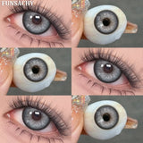 Qfdian  2pcs Color Brown Contact Lenses for Eyes Fashion Natural Gray Softlens Eye Makeup Contacts Yearly Cosmetic Color Lens