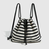 Qfdian Vintage Plaid Drawstring Chic Shoulder Handbags Y2k Aesthetic Grunge Women Underarm Bag Students Casual Preppy Pleated Backpacks