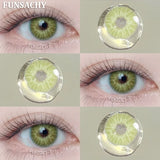 Qfdian  1 Pair Color Contact Lenses Beauty Eyes Pupils Fashion Makeup Beauty Cosmetics Soft Green Natural Brown Lens Yearly Use