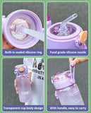 Qfdian  500/600ML Large Capacity Plastic Straw Water Bottles For School Sports Water Bottle BPA Free Portable Leak-proof Drinkware Cup