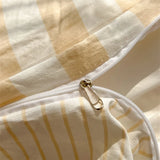 Qfdian Washed Cotton Double Yarn Crepe Striped Quilt Set 3-4 Pillowcase with Sheet Bedding Cover Supplies 200x230 220x240 Skin Friendly