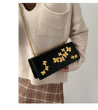 Qfdian Luxury Design Fashion Butterfly Chain Shoulder Bags Y2k Aesthetic Office Lady Chic Underarm Bag Women Elegant Purse and Handbags