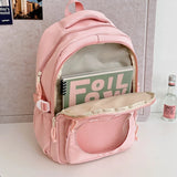 Qfdian Korean Chic Kawaii Cat Schoolbags High-capacity Y2k Aesthetic Students Backpacks Transparent Preppy Women Casual Travel Ita Bags