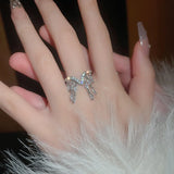 Qfdian  South Korea ins zircon tassel ring fashion luxury temperament index finger ring
