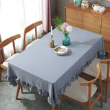 Qfdian Rustic Tablecloth Classic French Printed Ruffles Cotton Table Cloth Rectangle for Kitchen Dining Livingroom Christmas Decoration