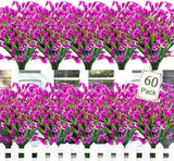Qfdian 60 Bundles Artificial Flowers for Outdoor No Fade Fake Plastic Outside Flowers Faux Plants for Decoration Hanging Planters