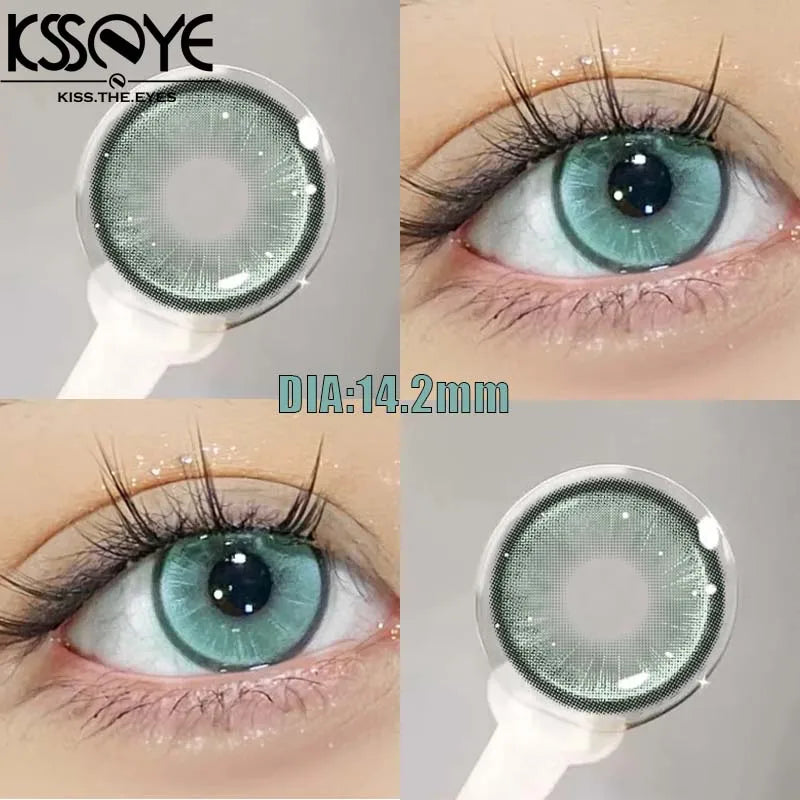 Qfdian 1 Pair New Style Colored Contact Lenses with Diopter Myopia Eyes Pink Contacts Lens Beauty Puppiletes Makeup Yearly