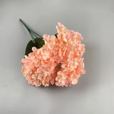 Qfdian  5 Heads Hydrangea Bouquet Silk Artificial Flowers for Party Wedding Living Room Decoration Accessories Home Decor Fake Flowers