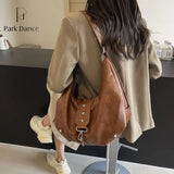Qfdian Luxury Design Elegant Casual Women's Handbags Y2k Aesthetic Office Lady Underarm Bag Vintage Grunge All Match Ins Shoulder Bags