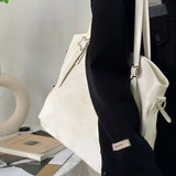 Qfdian High-capacity Pu Leather Simple Casual Shoulder Bags Women Vintage Y2k Aesthetic Shoulder Bags All Match Streetwear Underarm Bag