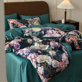 Qfdian 1000TC Egyptian Cotton Flowers Plant Prints Bedding Set Single Double Queen King Size Duvet cover Set Bed Sheet Pillowcases 4Pcs