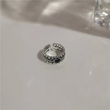 Qfdian  Kpop Vintage Y2K Black Big Cross Ring Thorns Heart Metal Opened Ring For Women BFF Trendy Gothic Grunge Aesthetic EMO Jewelry