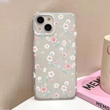 Qfdian Aesthetic Cute Flower Phone Case For iPhone 14 15 Pro 13 12 16 11 Pro Max Plus 12 Mini Slim Silky Skin Matte Flower Back Cover