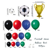 Qfdian  109Pcs Soccer Balloon Garland Kit |   Perfect for Kids' Football Birthday Parties & Game Day Celebrations 🎈
