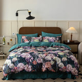 Qfdian 1000TC Egyptian Cotton Flowers Plant Prints Bedding Set Single Double Queen King Size Duvet cover Set Bed Sheet Pillowcases 4Pcs