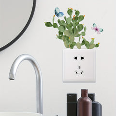 Charming Cactus & Butterfly Light Switch Decal - Matte Finish, Self-Adhesive Wall Sticker for DIY Home Decor, Perfect for Living Room, Bedroom, and Entryway Cactus Home Decor