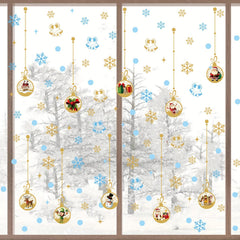 Festive Christmas Wall Stickers: 111pcs in 2 Sheets - Classic PVC Design for Glass Surfaces