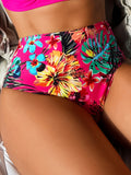 Tropical Chic Leaf Print Bikini Set - Cross Ruched, High Waist, Underwire Support, Adjustable Spaghetti Straps, 2 Piece Swimwear Ensemble for Women