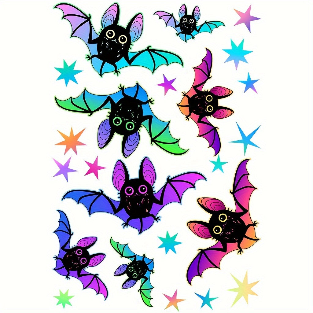 Ghost Bat Spider Halloween Glow-In-The-Dark Sticker, Bat Glow-In-The-Dark