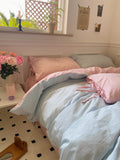 Qfdian Pastel Pillowcase With Ties Bedding Set