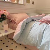 Qfdian Pastel Pillowcase With Ties Bedding Set