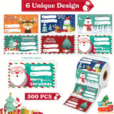 500-Pack Christmas Gift Tags - Festive Paper Gift Label Roll for Holiday Presents - Merry Christmas Decorations and Wrapping Supplies