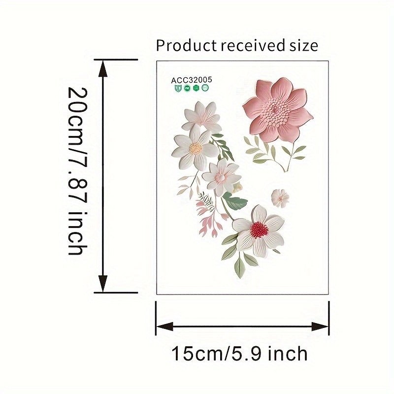 Art Deco Flower Wall Decals, 4-Pack PVC Light Switch Surround Floral Mural, Peel and Stick Decorative Appliqué for Entryway, Porch, Living Room, Bedroom, Office, Dorm - Matte Finish Polyvinyl Chloride Murals with Multi-Surfa