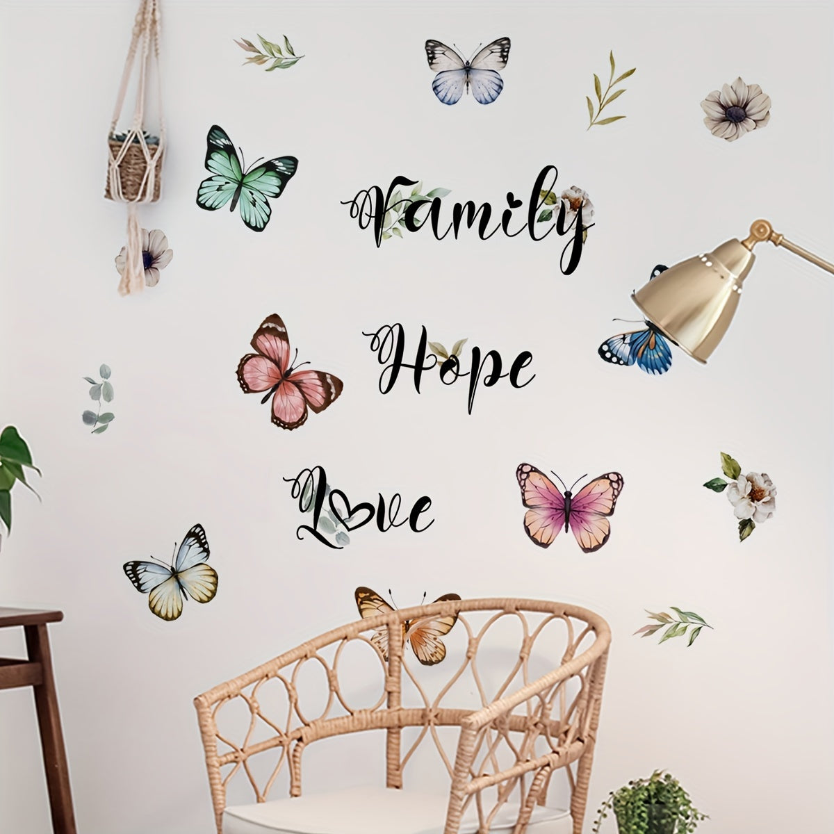 Elegant Butterfly & Floral Wall Decals - Self-Adhesive PVC Stickers For Living Room And Bedroom Decor, Easy Apply On Glass Surfaces