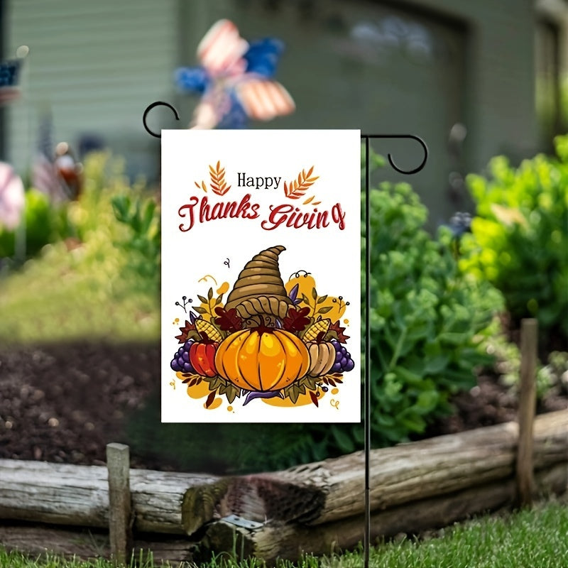 Autumn Harvest Thanksgiving Garden Flag - Durable Polyester, Stake-Style Outdoor Decor For Fall Season