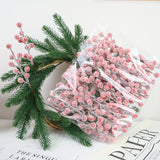 4. New Christmas Product 12 Forks of Snow-Sprinkled Red Berries, Simulated Fortune Fruit, Christmas Home Decoration, Wedding Arrangement Ornaments