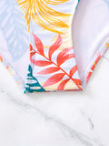 Tropical Print Bikini Set for Women, High-Waisted Sexy Two-Piece Swimsuit with Tie-Front Top, Beachwear Summer Swimwear