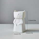 Qfdian Nordic Playful Cat Ceramic Vase