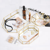 Qfdian Gold Lining Polygon Mirror Tray