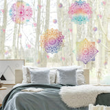 4pcs Bohemian Mandala Wall Decals - Colorful, Removable PVC Window & Bedside Stickers for Home Decor