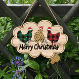 Merry Christmas Chick & Wreath Sign - Vintage Acrylic Holiday Decor, Animal Theme, Easy-Hang Craft Supplies for Festive Home Decoration