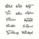 12Pcs Contemporary Inspirational Quote Wall Stickers, Graphic PVC Decals, Semi-Matte Self-Adhesive Art for Bedroom, Living Room, Door Décor, Multi-Surface Installation, Irregular Shape Motivational Phrases, Single Use Remova