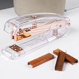 Qfdian Elegance Transparent Rose Gold Stapler