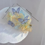 Elegant Butterfly & Floral Hair Clip - Handwashable, Sheer Fabric, No Power Needed - Perfect for Traditional Chinese Hanfu & Cheongsam Accessories - 5.12" x 5.91