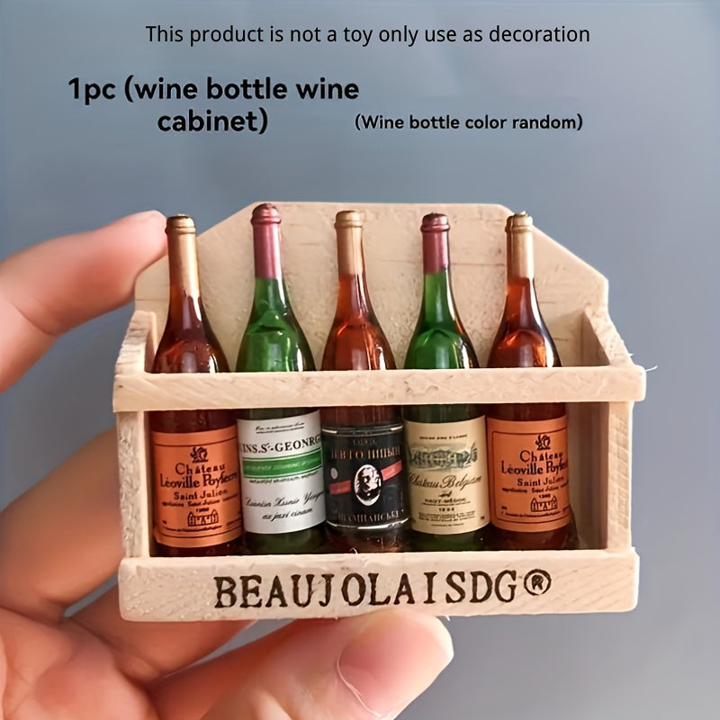 Charming Miniature Cabinet Magnets - Elegant Wood Rectangular Fridge Magnets for Kitchen, Office, and Home Decoration, Adorable Beverage Bottle-Shaped Magnet Set for Christmas and Thanksgiving, Multipack