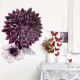 Large 3D Floral Wall Decals - Self-Adhesive, Invisible Glue, Perfect for Living Room & Bedroom Decor, Matte Finish, Multi-Surface Compatible