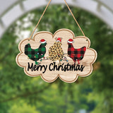 Merry Christmas Chick & Wreath Sign - Vintage Acrylic Holiday Decor, Animal Theme, Easy-Hang Craft Supplies for Festive Home Decoration