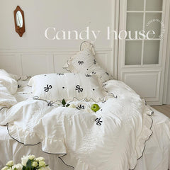 Qfdian Dreamy Ribbon Ruffle Bedding Set