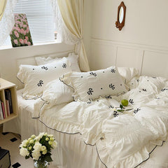 Qfdian Dreamy Ribbon Ruffle Bedding Set