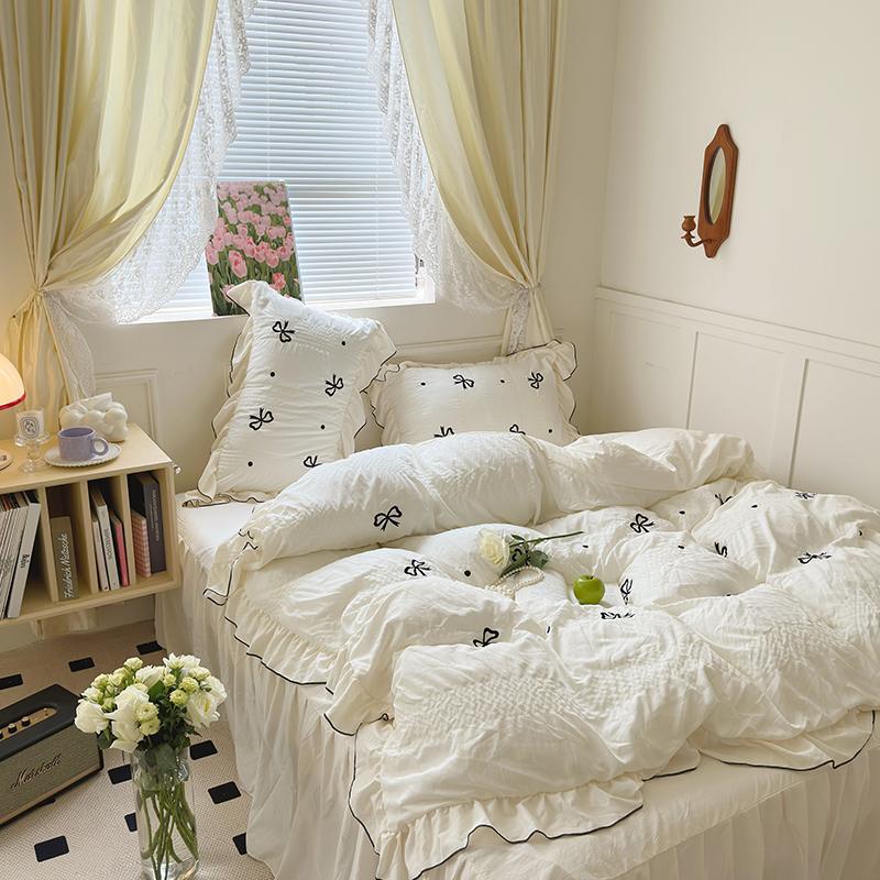 Qfdian Dreamy Ribbon Ruffle Bedding Set